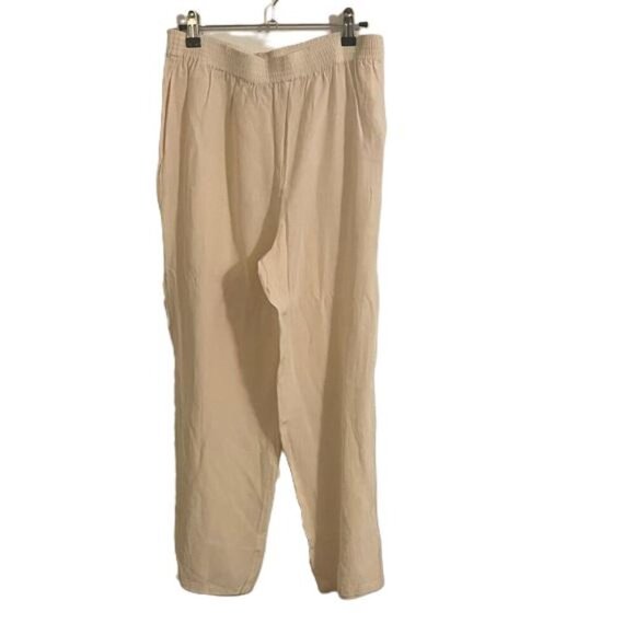 Lauren Alexandra Pants - Lauren Alexandra 100% Silk Cream Elastic Waist Pants Women's Size 8